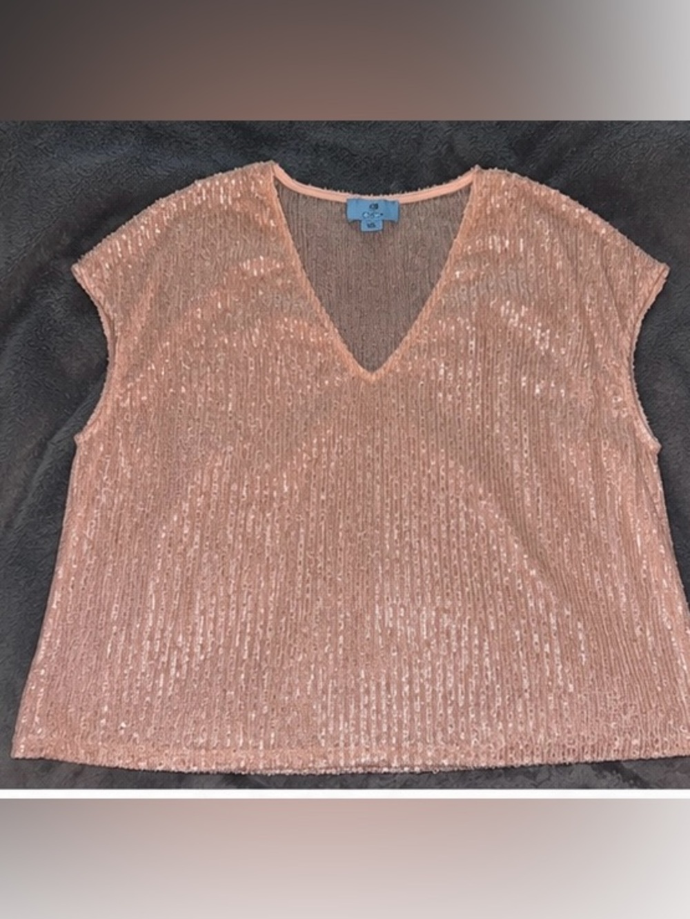 CeCe by Cynthia Steffe Rose Gold Sequin Top – Size M – NWT